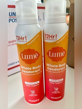 Lume Whole Body Deodorant Sprays X 2 Clean Tangerine NEW